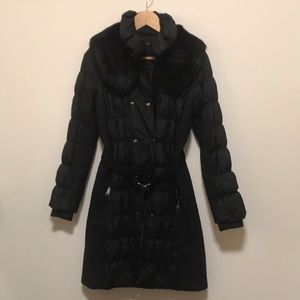 Via Spiga faux fur puffer coat long black SZ XS